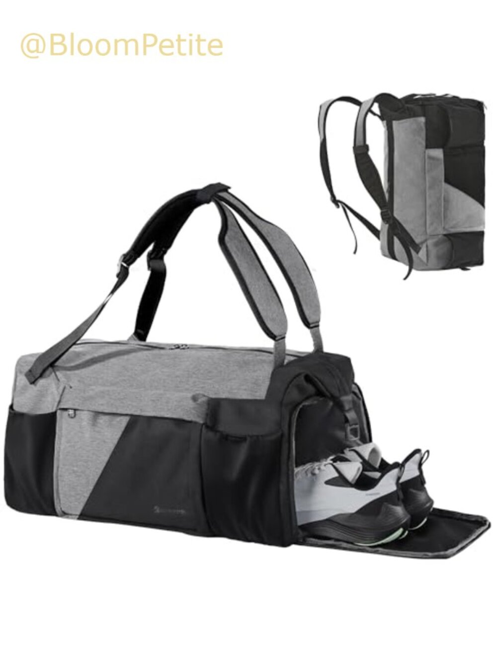 40L Convertible Gym Bag Backpack Duffel with Shoe Compartment Wet Pocket